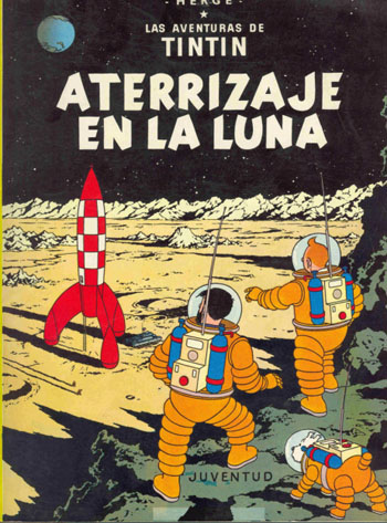 Tintin y aterrizaje en la luna
